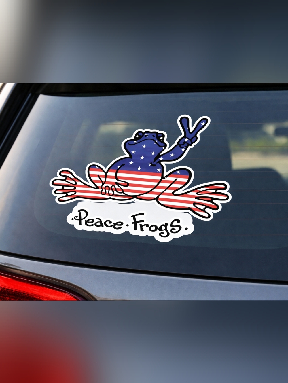 Peace Frogs USA Flag Vinyl Sticker Decal 8x6 Waterproof Outdoor Car Laptop